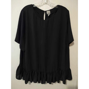 Asos | Black Sheer Ruffle Bottom Shirt Plus Size 18